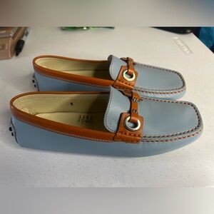 Stylish Women's Loafers in Blue and Tan